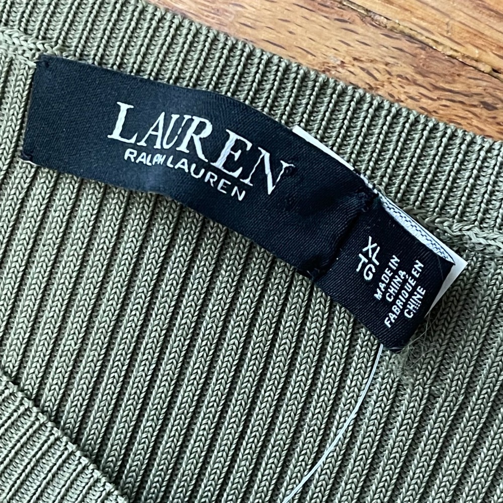 LAUREN RALPH LAUREN Black Label Rib-Knit Long-Sleeve Dress XL Olive Green‎ NEW - Picture 7 of 12